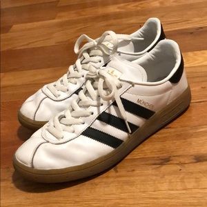 Adidas Munchen Leather White Sneakers Size 8.5